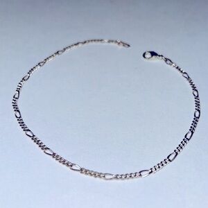 9” Figaro Sterling Silver Link Chain Ankle Bracelet Mens Unisex 925